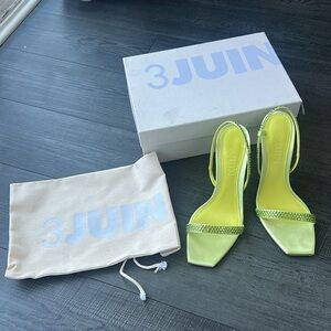 3juin 90mm green crystal embellished leather sandals